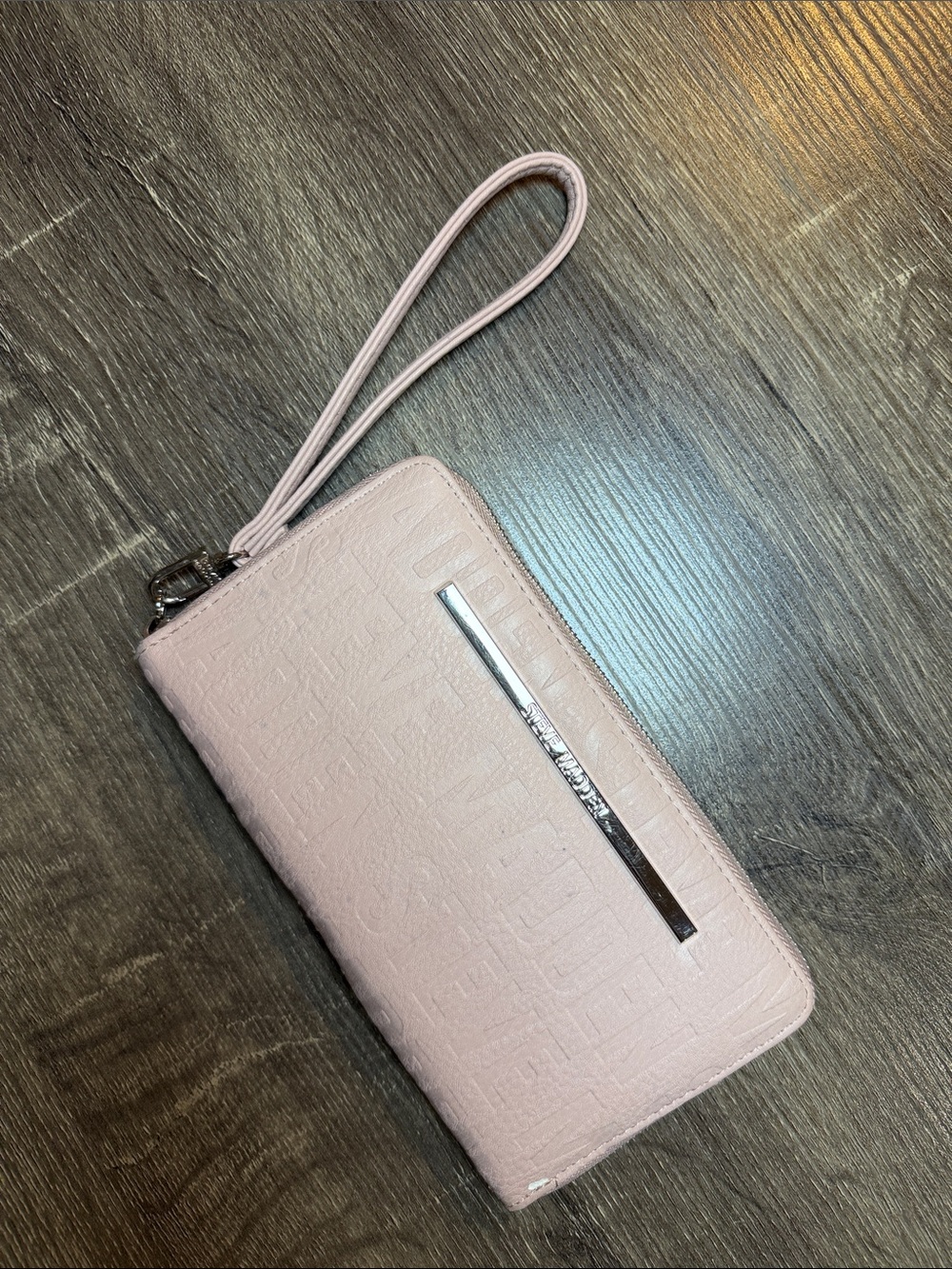 Steve Madden Blush Pink Wristlet Clutch with Silver Accent